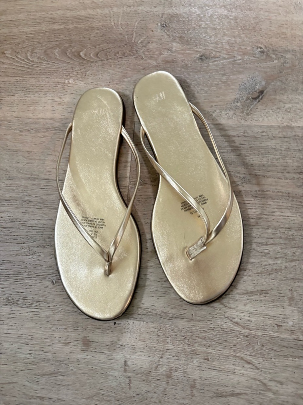 H&M Gold Metallic Slim-Strap Thong Sandals